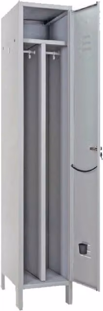 Armadio spogliatoio per sporco e pulito a 1 anta grigio con serratura e appendiabiti H: 179 cm, L: 36 cm, P: 50 cm