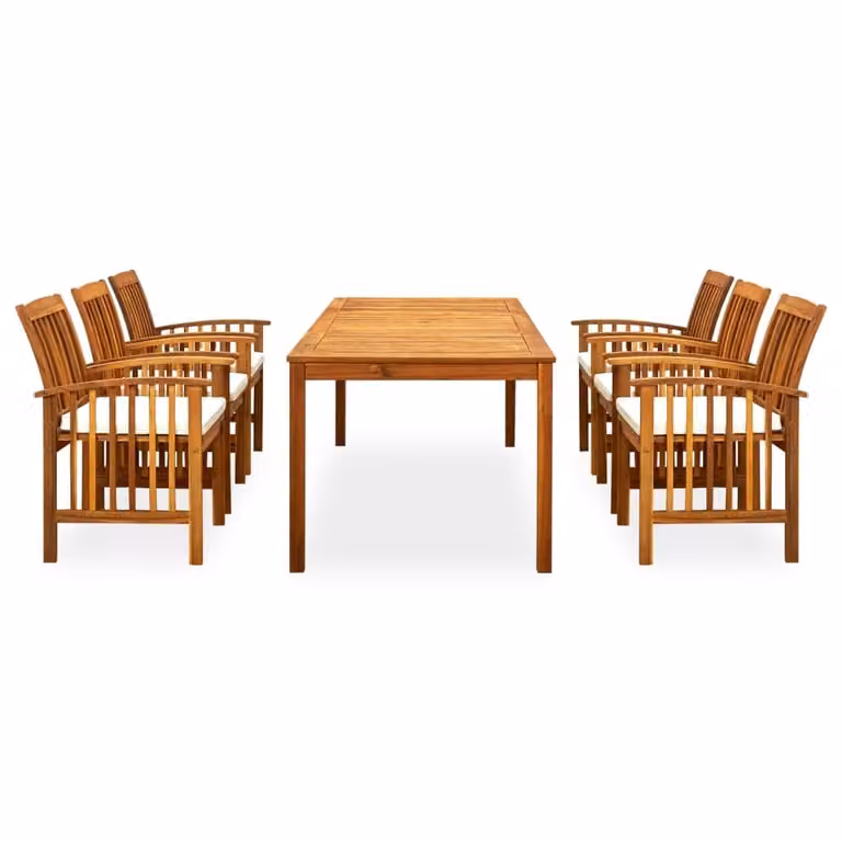 Set da Pranzo da Giardino 7 pz con Cuscini Massello di Acacia