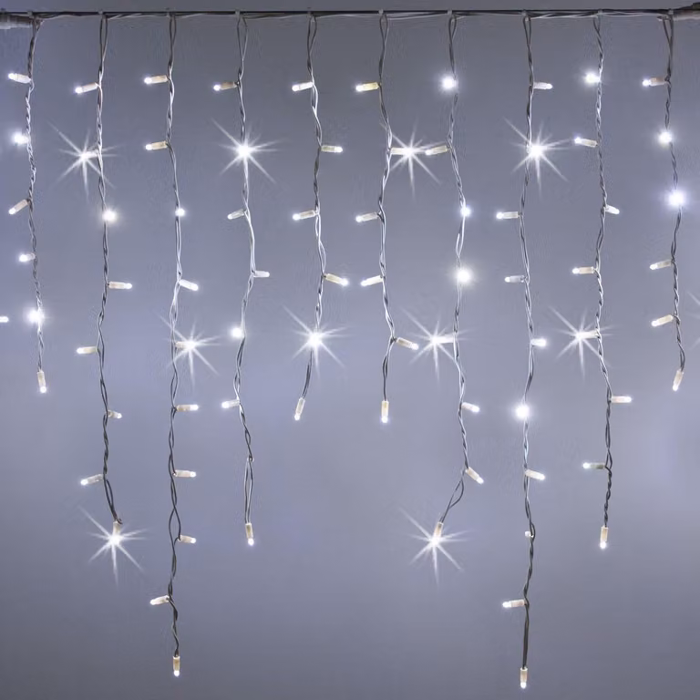 Tenda luminosa natalizia - 3 x 0,9 metri, luce bianca fredda lampeggiante - 228 LED Maxiled - Cavo bianco - Adatta per interni ed esterni