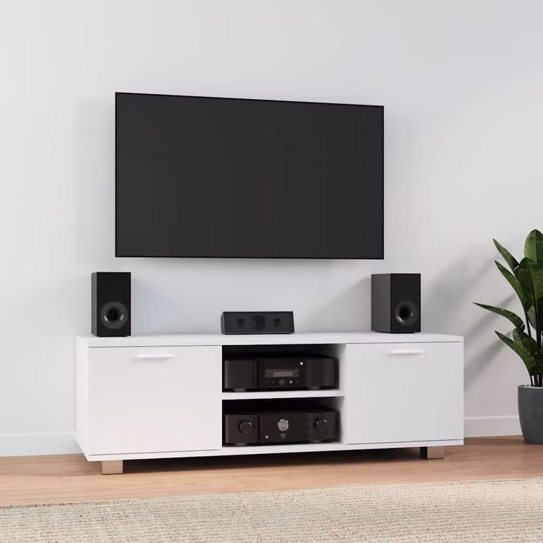 vidaXL Mobile Porta TV Bianco Moderno in Legno e Metallo L: 120 cm, P: 40,5 cm, H: 35 cm