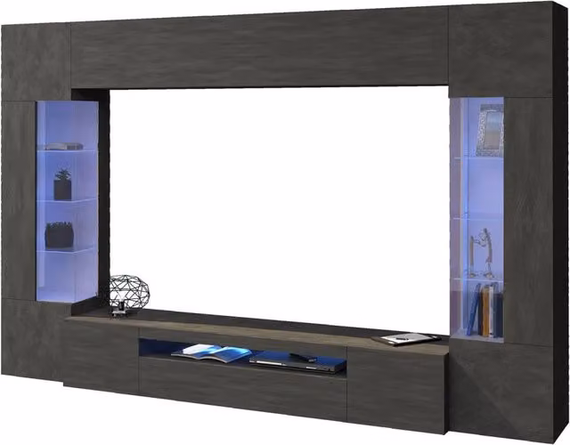 Parete Attrezzata Soggiorno Egypt GIORDANOSHOP Grigio Antracite Opaco L: 200 cm, P: 40 cm, H: 35 cm