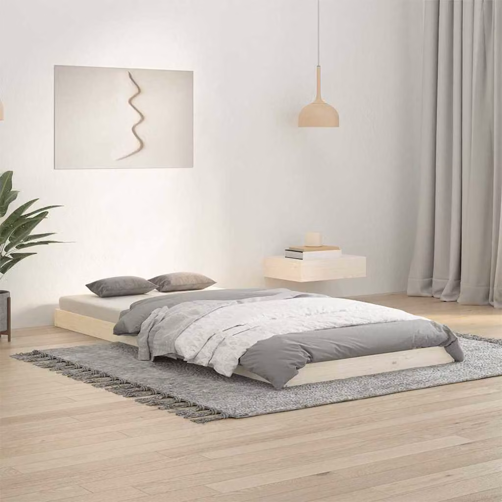 vidaXL Giroletto in legno massello di pino bianco con doghe piatte per adulti, L/P/H: 203.5 x 90 x 94 cm