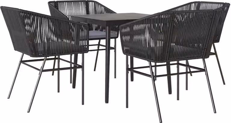Set da Pranzo da Giardino con Cuscini 5 pz Polyrattan Vetro