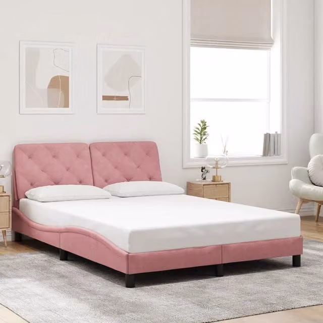 Giroletto senza Materasso-Struttura Letto Rosa 120x200 cm in Velluto