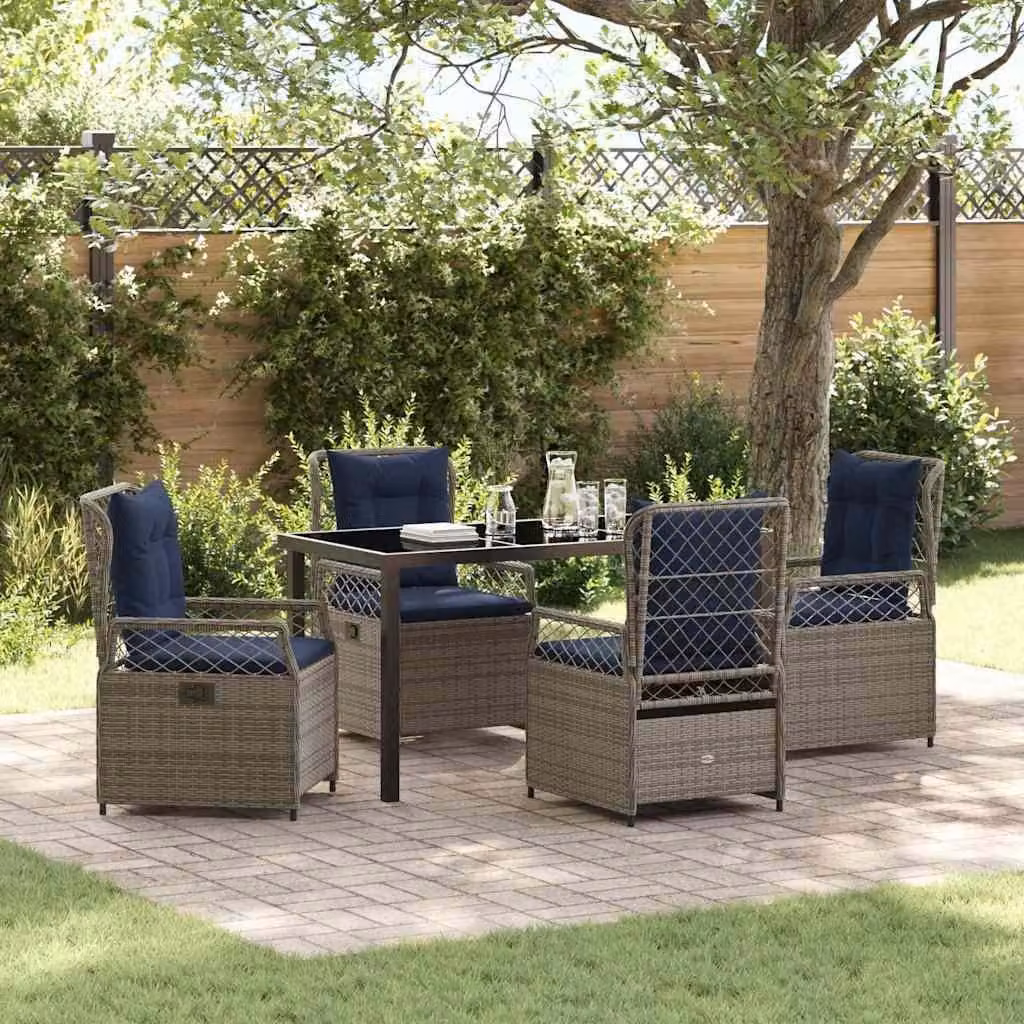 Maison Exclusive - Set da pranzo per esterno, 5 pezzi, grigio, rattan sintetico