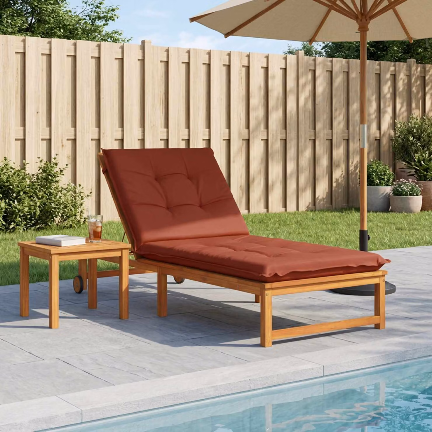 vidaXL Cuscino per Lettino GEMERT Rosso in Poliestere con Rivestimento Lavabile e Resistente ai Raggi UV