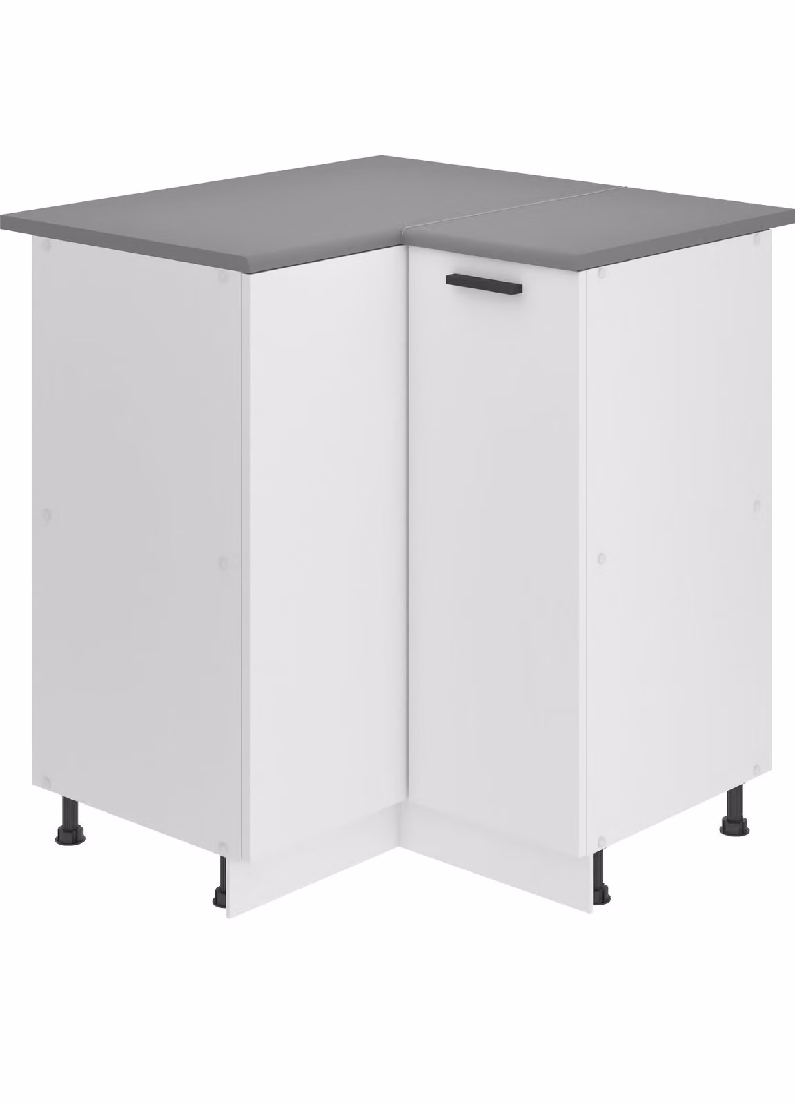 Base da cucina Belini, base da cucina larga 90 cm. Base per cucina SNP con piano di lavoro. Mobile da cucina ad angolo con 1 anta, bianco opaco