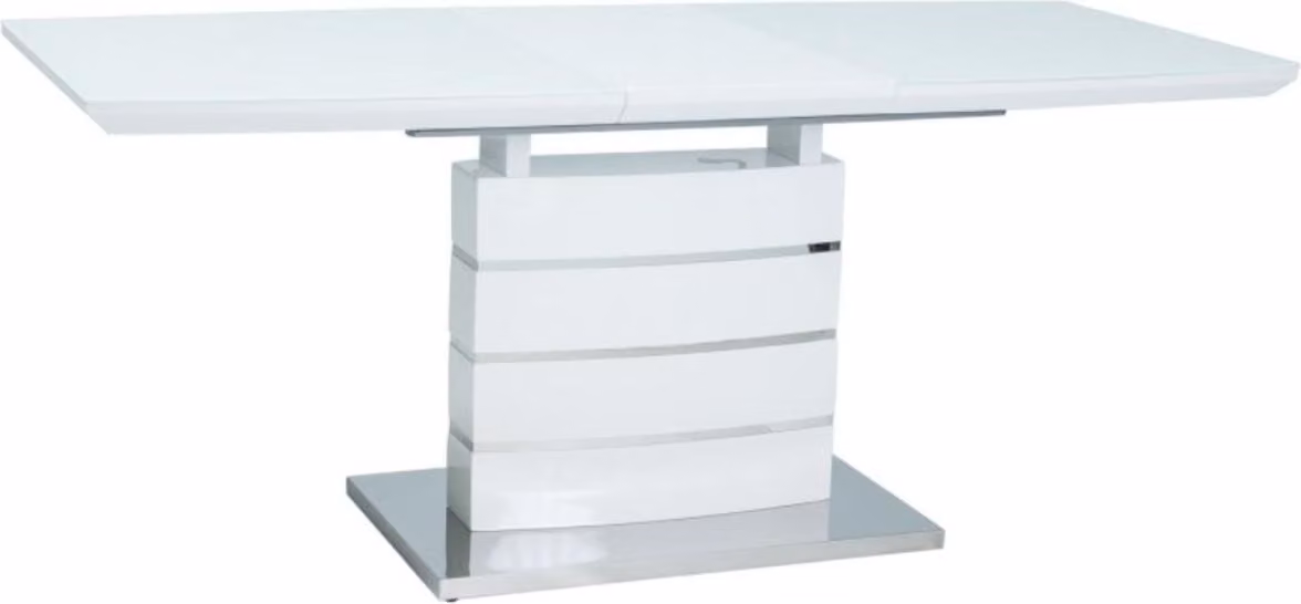 Casa Padrino tavolo da pranzo bianco / argento 140-180 x 80 x h. 76 cm - Tavolo da pranzo allungabile con piano in vetro - Mobili da Cucina