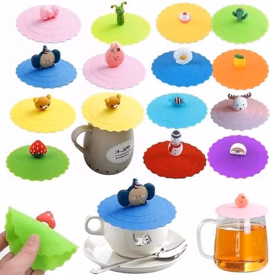Coperchio in silicone per bicchieri - Coperchio antipolvere con impugnatura per la frutta - Coperchio riutilizzabile - Set di 14 pezzi.