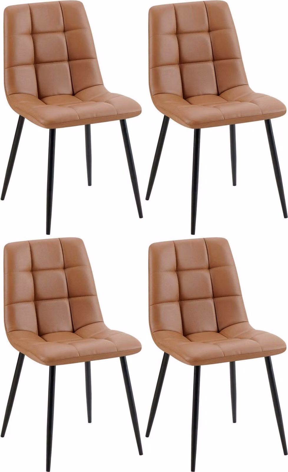 set di 4 sedie da pranzo - Pelle finta - Design di facile manutenzione | Colore: marrone scuro