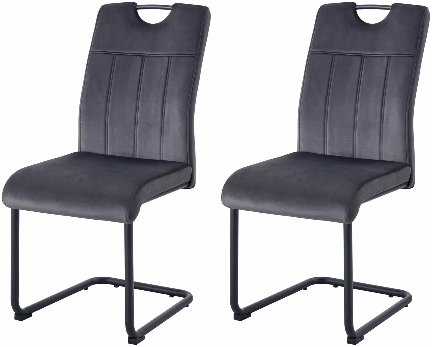 xonox.home Set di 2 sedie oscillanti Lisa velour look antracite (L/H/D): 43 x 98 x 61 cm