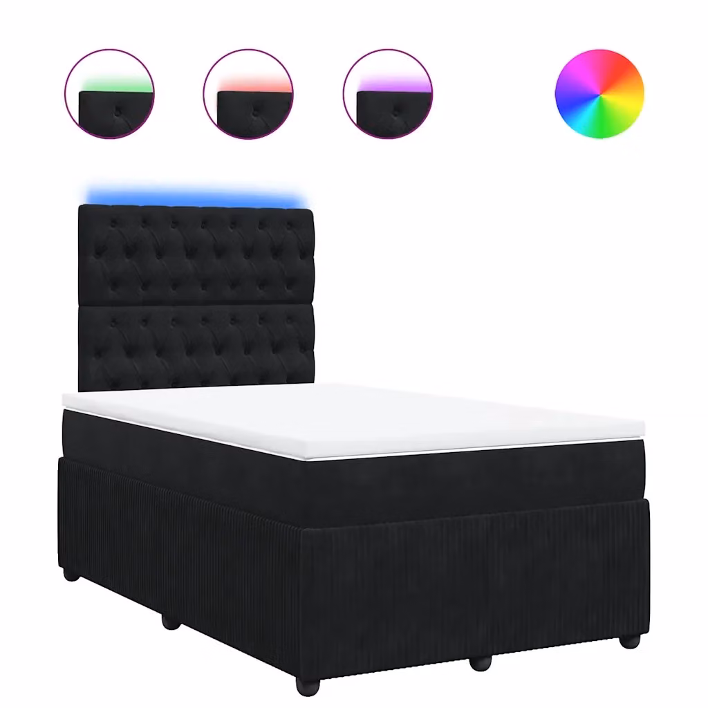 Letto Ibrido con Materasso in Velluto Nero e Bianco vidaXL L/P: 120 x 200 cm – 2