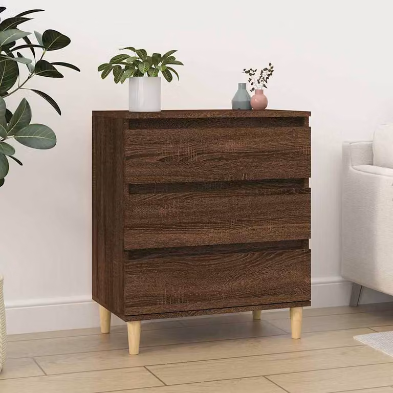 Credenza moderna vidaXL in legno multistrato e MDF, colore marrone, L: 60 cm, P: 35 cm, H: 70 cm