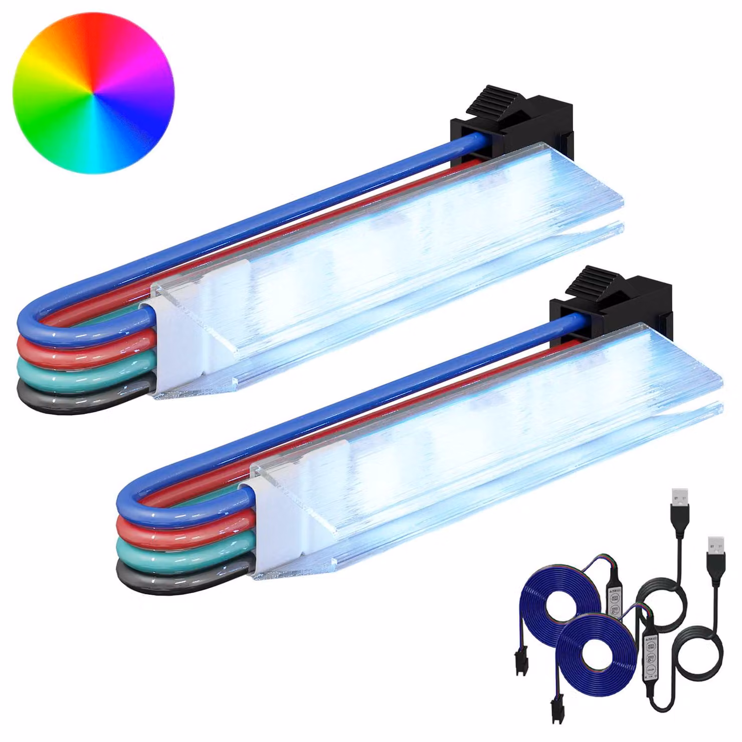 Set di 2 strisce LED RGB vidaXL multicolore in rame e plastica con alimentazione USB