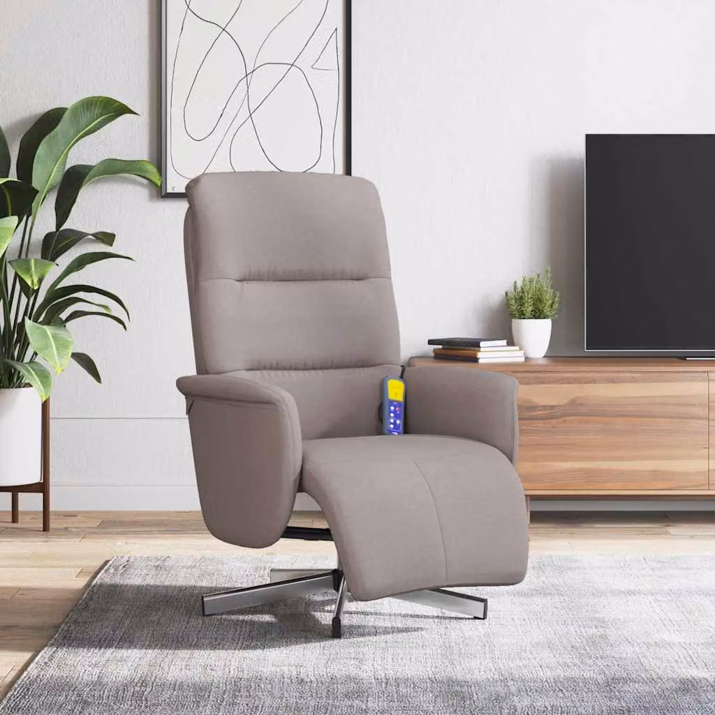 vidaXL Poltrona Reclinabile Relax con Poggiapiedi, Design Moderno, Colore Beige/Grigio, con Braccioli e Base Girevole 360 Gradi