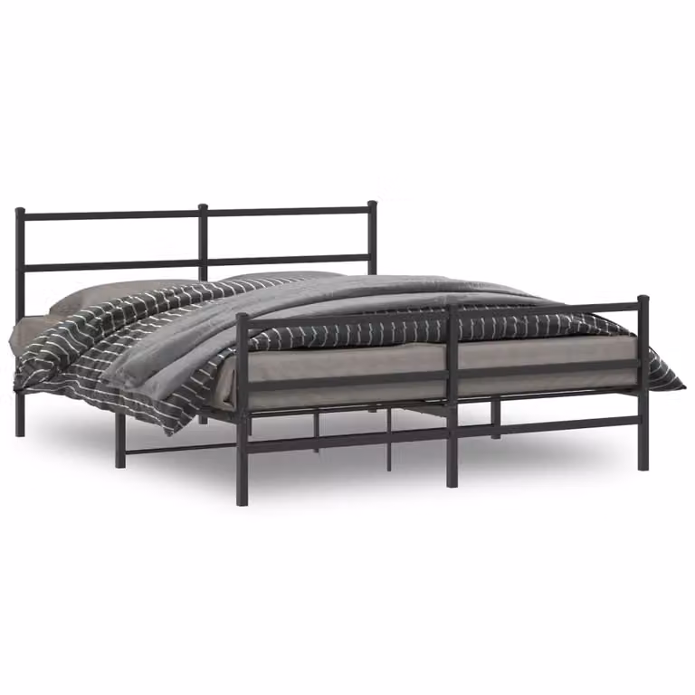 vidaXL Giroletto in metallo nero con testiera e pediera L/P/H: 160 x 200 x 90 cm