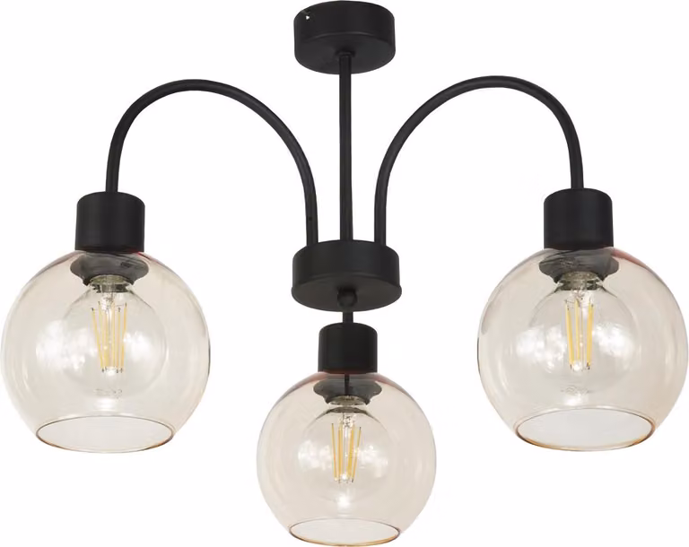 Lampada da soffitto, nera, paralume trasparente, ZEFIR 13-292