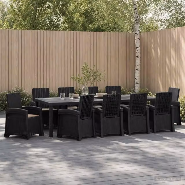 Set da pranzo da giardino moderno vidaXL in rattan antracite e beige