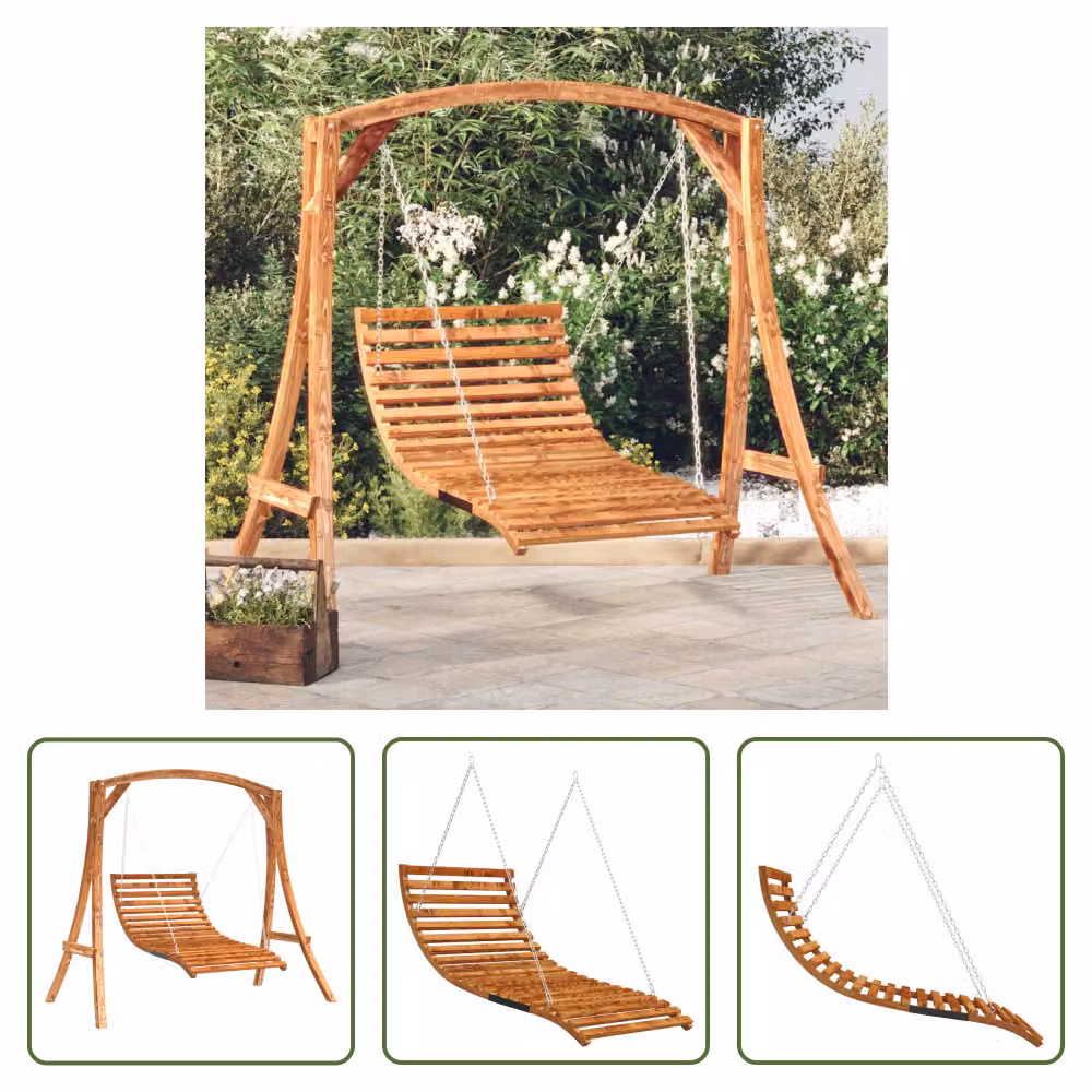 The Living Store Hollywood swing abete massiccio con finitura teak