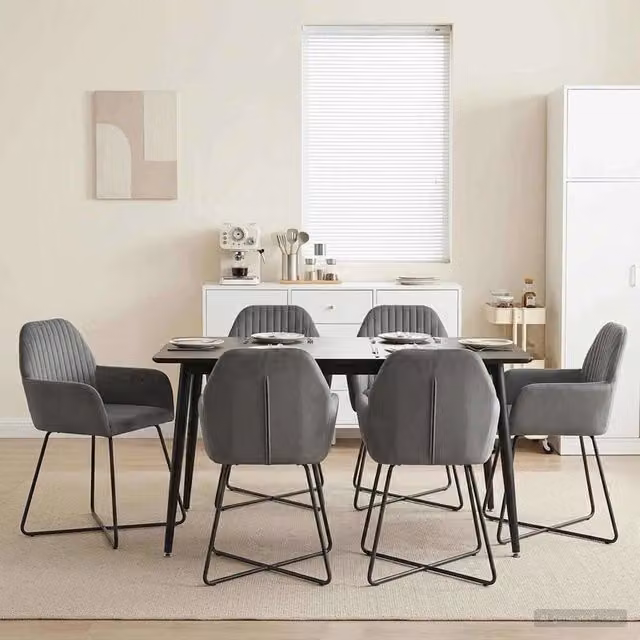 Sedie da pranzo 6 pz Velluto Grigio Scuro 55 x 50 x 84 cm 3428384
