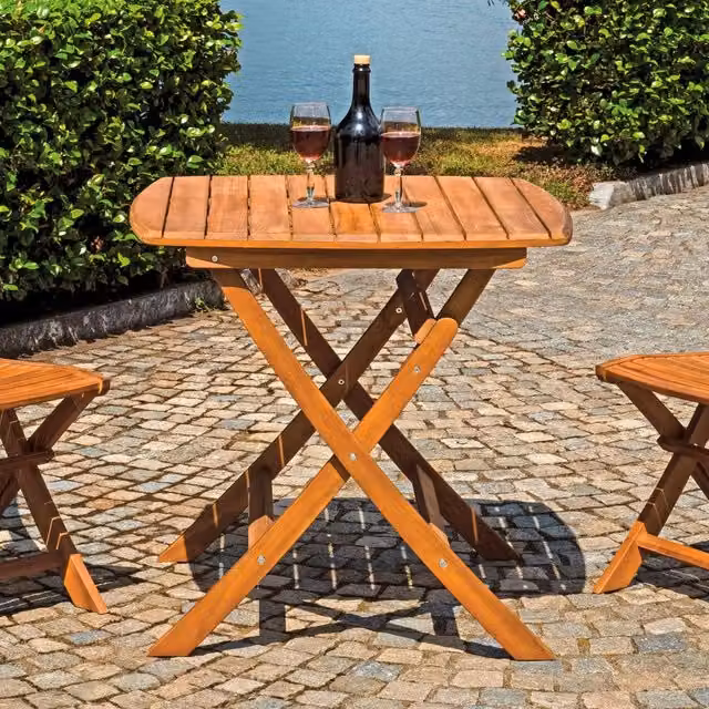 Tavolo da giardino pieghevole GIORDANOSHOP in legno di acacia marrone L/P/H: 80 x 80 x 76 cm