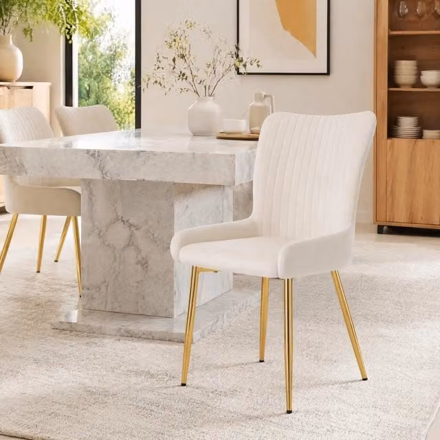 Set di 6 sedie da pranzo 47x58x85 cm in velluto beige con struttura stabile -