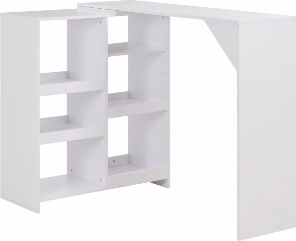 The Living Store Tavolo bar con ripiano mobile bianco 138x39x110 cm