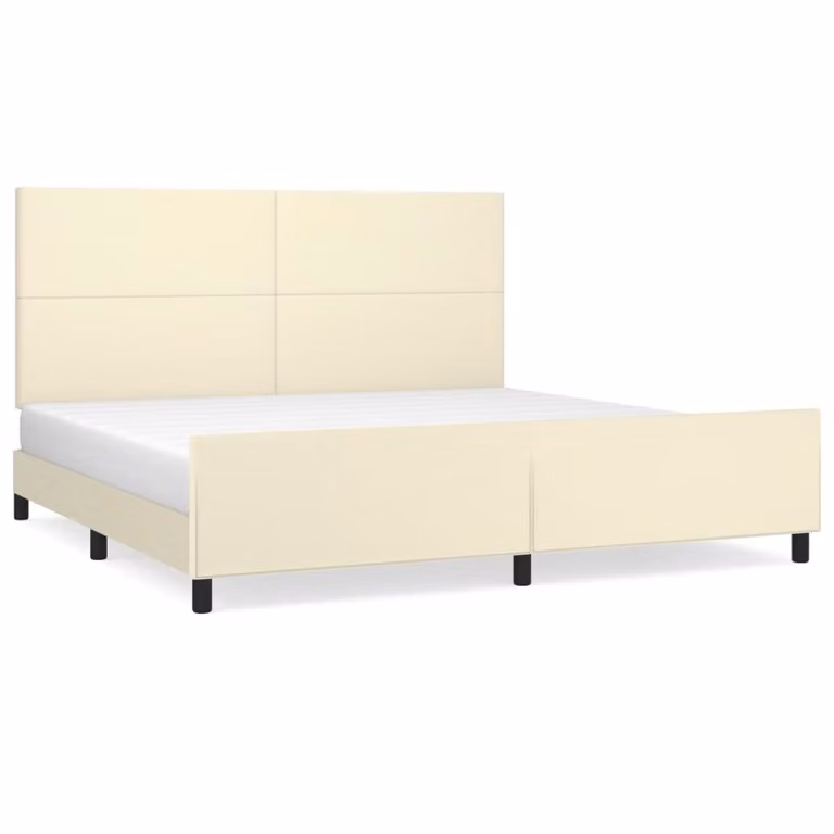 Giroletto con Testiera Crema 200x200 cm in Pelle finta