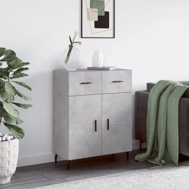 Credenza Buffet Armadio da Cucina Design Mania Grigio Cemento L: 69,5 cm, P: 34 cm, H: 90 cm