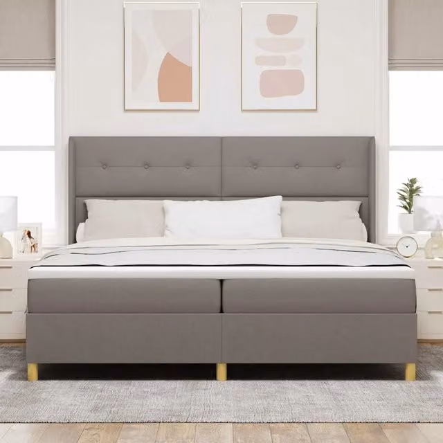 Letto a molle con testiera Talpa vidaXL in tessuto beige o grigio, L/P/H: 200 x 200 x 280 cm – 1