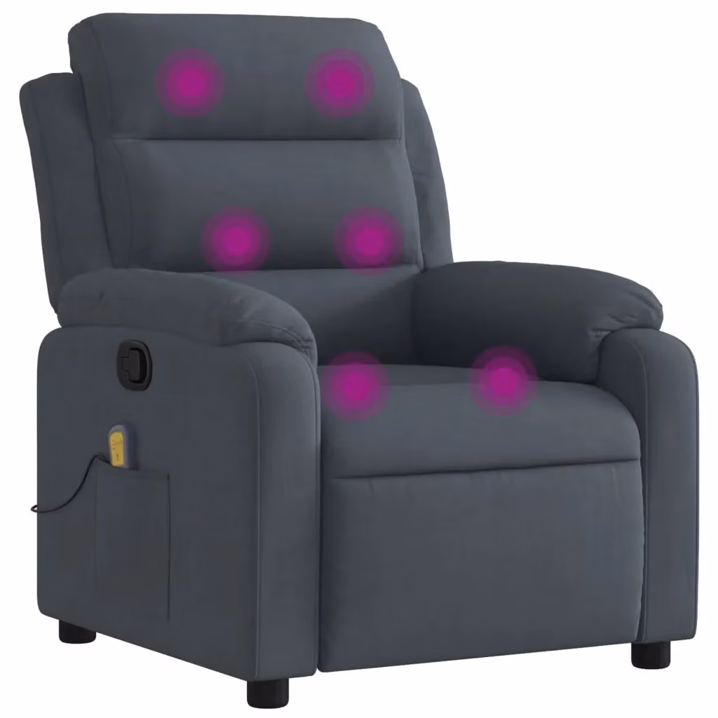 Poltrona reclinabile relax vidaXL in velluto grigio con braccioli e struttura in legno e metallo – 2