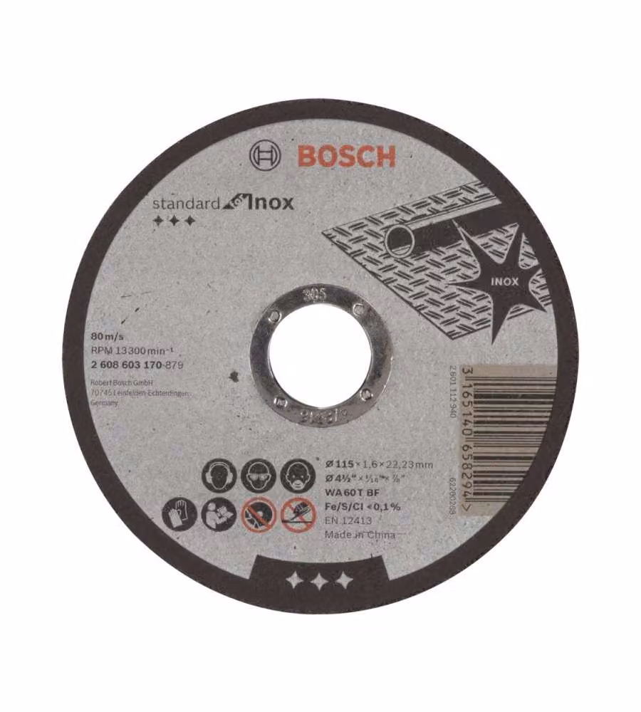 Bosch Disco di Taglio 115 mm per Acciaio Inox Nero - Mola 1,6 mm