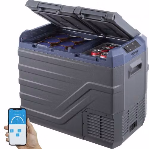 VEVOR Frigorifero per Auto, Congelatore Portatile Doppia Zona 40 L, 12 Volt, Gamma Regolabile da -20 ~ 20 ℃, Dispositivo di Raffreddamento a Compressore 12/24 V CC e 100-240 V CA per Campeggio Camper