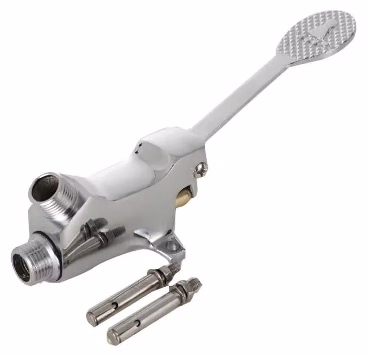 Rubinetto con pedale - Rubinetto da pavimento per lavabo - Attacco da 1,27 cm (1/2 pollice) - Acqua fredda - Rame - Comando igienico senza contatto