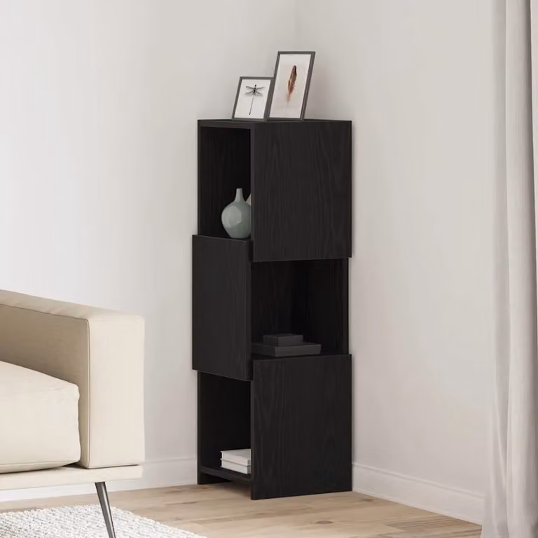 Mobile angolare vidaXL in legno ingegnerizzato Rovere Nero, L 30,5 cm x P 30 cm x H 95 cm