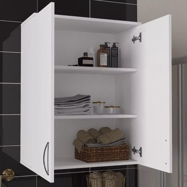 Mobile Pensile DMORA Isili Bianco con 2 Ripiani e Ante a Battente L: 70 cm, H: 90 cm
