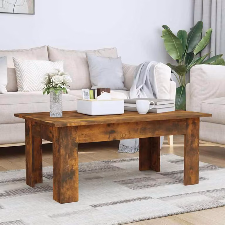 vidaXL Tavolino da Salotto Moderno in Legno Rovere Fumo, L/P/H: 100 x 60 x 42 cm