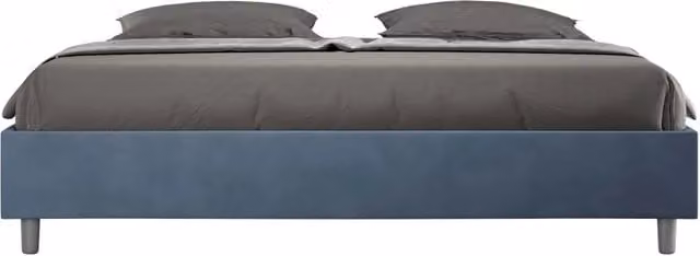 BS COM Letto matrimoniale king size con rete imbottito 190x190 microfibra blu