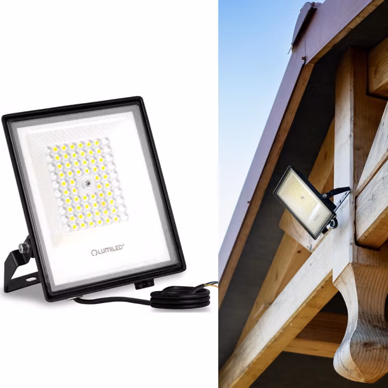 LUMILED Faretto a LED con lente 50W proiettore da esterno super luminoso 5500 lm Proiettore a LED da esterno IP65 impermeabile IK05 4000K bianco neutro proiettori proiettori neri