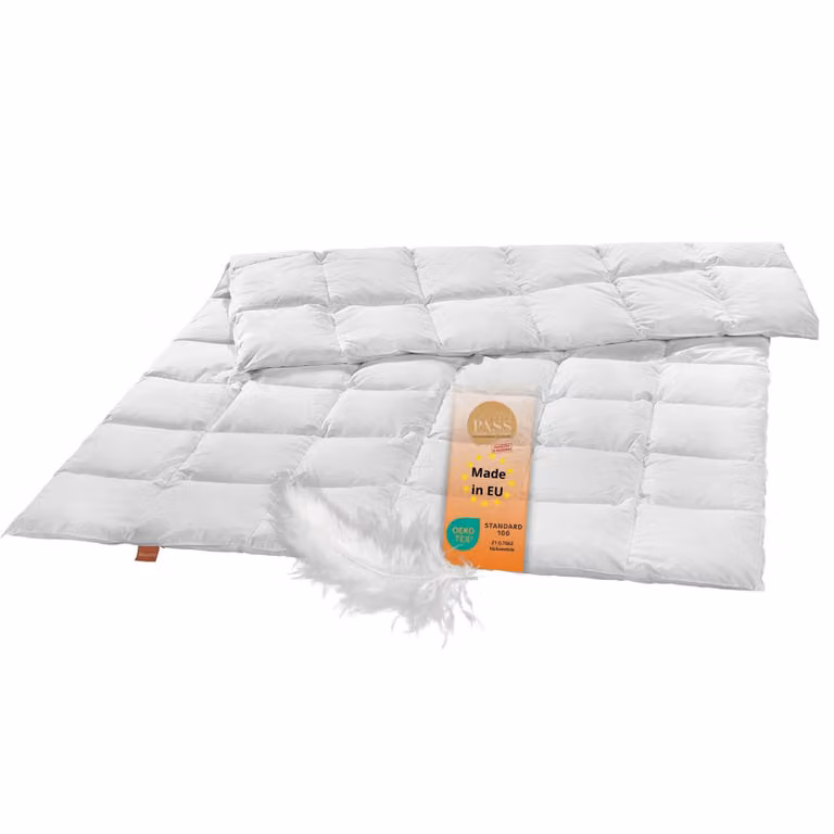 Piumino medio 135 x 200 cm, imbottitura 100% piumino, fodera 100% cotone, lavabile, sleepling