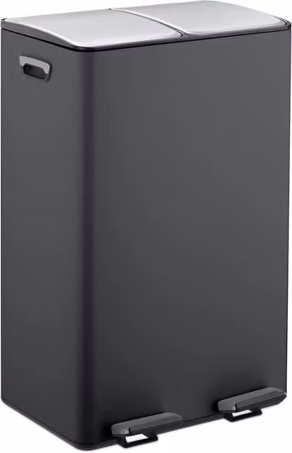 Pattumiera da cucina moderna raccolta differenziata 71,5 x 47 x 36 cm pratica finitura opaca in metallo nero 13_0017159