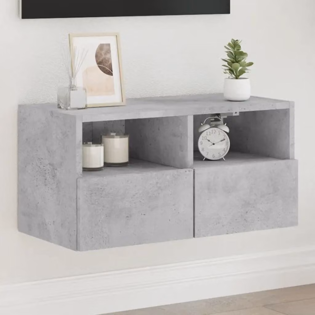Mobile TV a parete vidaXL in legno e MDF, design moderno, colore grigio, L 60 cm x P 30 cm x H 30 cm