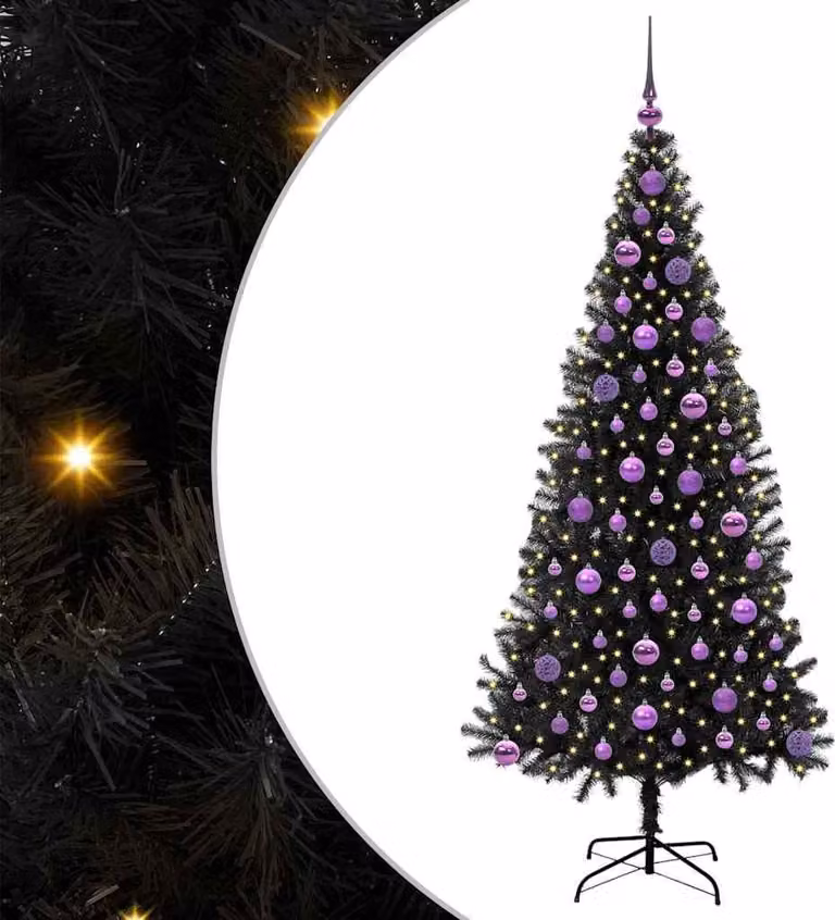 Albero di Natale con 300 LED con supporto Nero 180 cm PVC