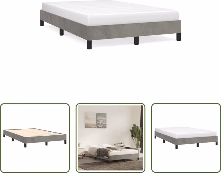 The Living Store Struttura letto in velluto grigio chiaro 120x190 cm