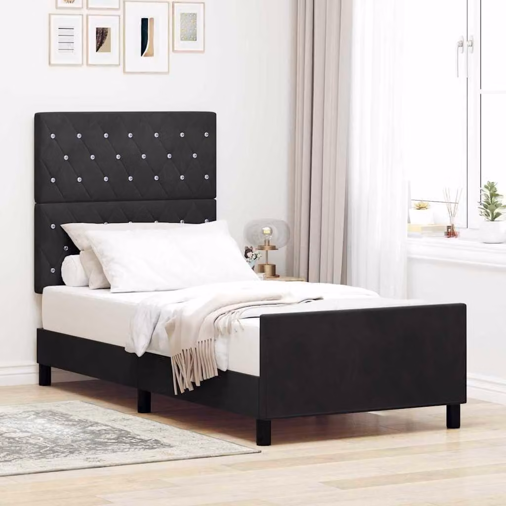 Maison Exclusive - Letto boxspring con testiera, nero, 100 x 200 cm, velluto