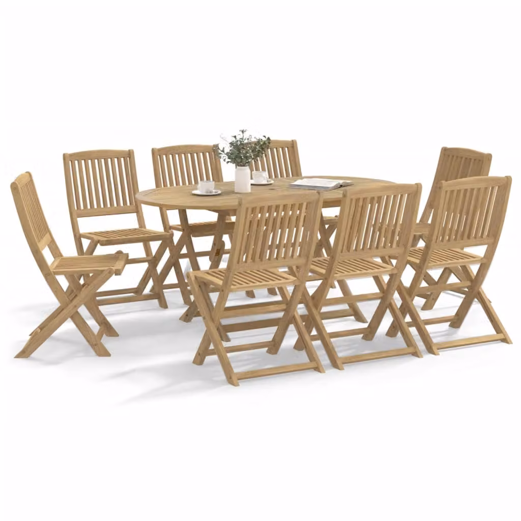 Set da Pranzo da Giardino vidaXL in Legno di Acacia Marrone, 9 Pezzi