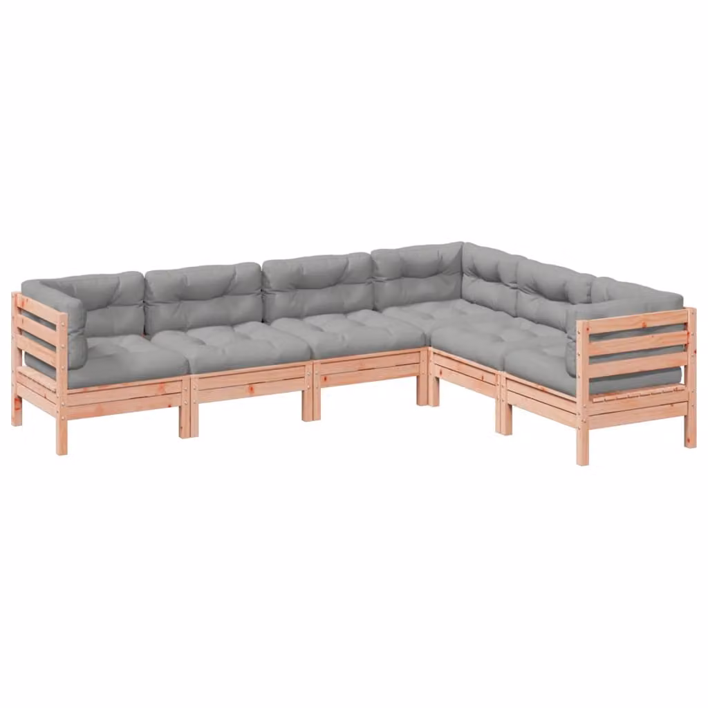Set Divani Giardino 6 pz Cuscini Legno Massello Abete Douglas