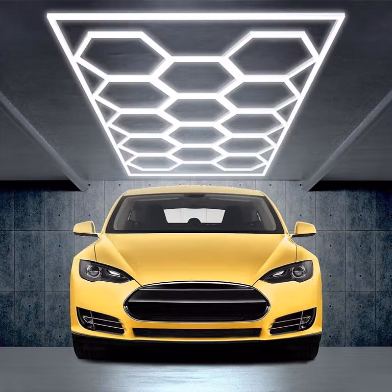 Lampada a soffitto a LED esagonale - Pannelli LED - Illuminazione per garage - Lampada per officina - Illuminazione per studio - 14 pezzi