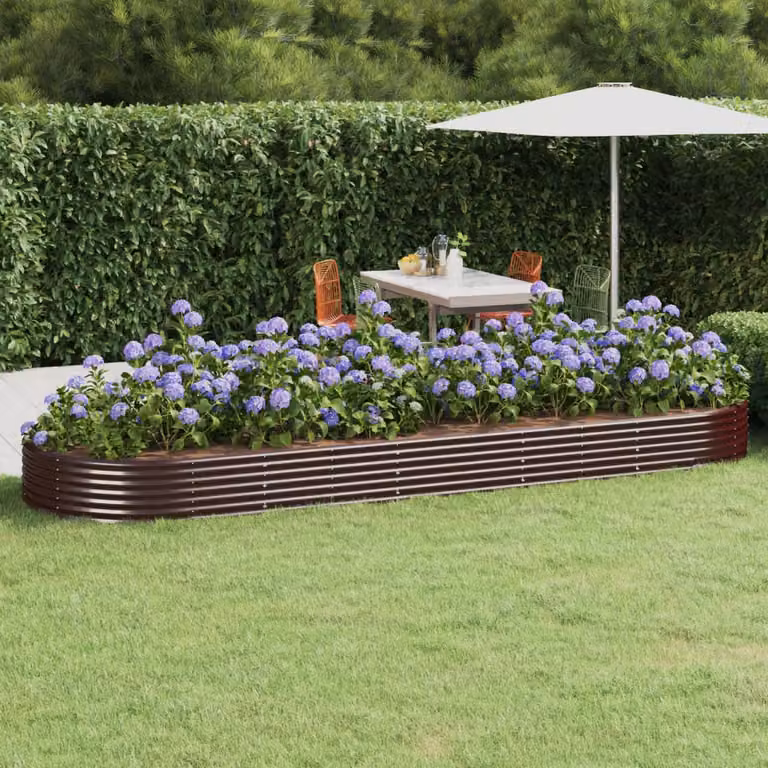 Letto da giardino rialzato vidaXL in acciaio zincato marrone L: 450 cm, P: 140 cm, H: 36 cm