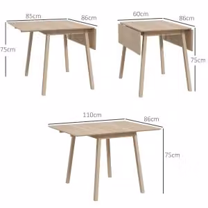 Tavolo da pranzo pieghevole WISHDOR in legno di pino oliato marrone, L: 110 cm, P: 86 cm, H: 75 cm – 2